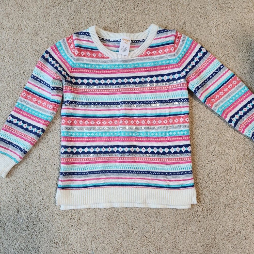 New without tags Gymboree Cotton Knit Sweater with sequins size S (5-6)